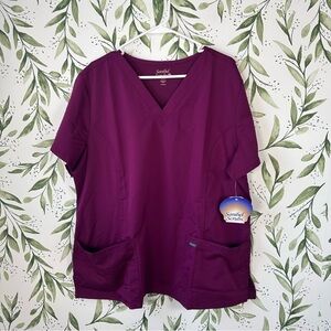 Sanibel Scrubs V Neck Scrub Top. 2XL. Color Wine. NWT